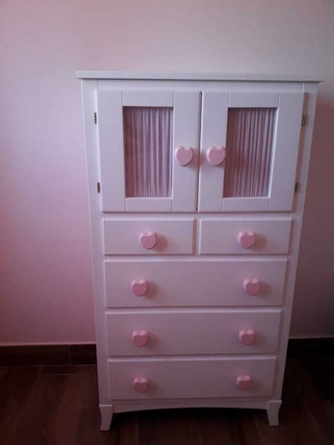 Chiffonnier enfant portes avec rideau