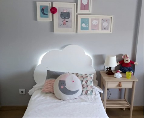 Tête de lit enfant Nuage avec de la lumière