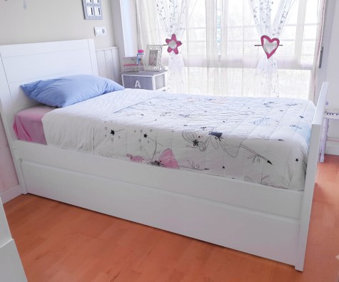 Lit gigogne Linéaire 2 - Façade lisse avec rainure superieure