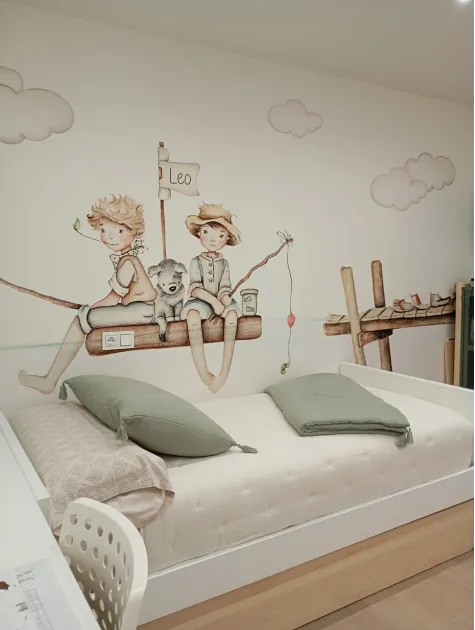 Lit gigogne blanc et bois