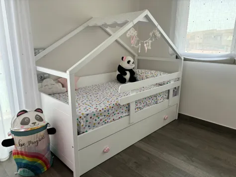 Lit gigogne cabane blanc