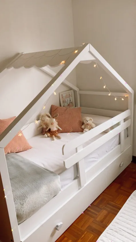 Lit gigogne cabane blanc